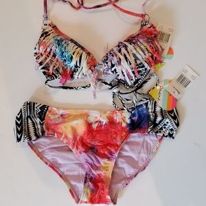 RAISINS Ladies Small 2 Pc Bikini Swimsuit Fringe T